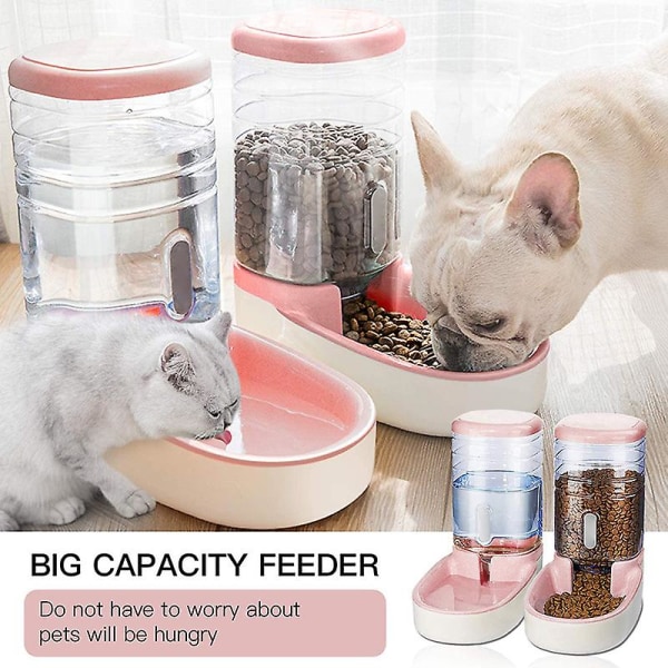 Kæledyr Katte Hunde Automatisk Vanddispenser 3,8 L Eller Foderautomat Kæledyr Automatisk Foderautomat Feeding Machine Pink