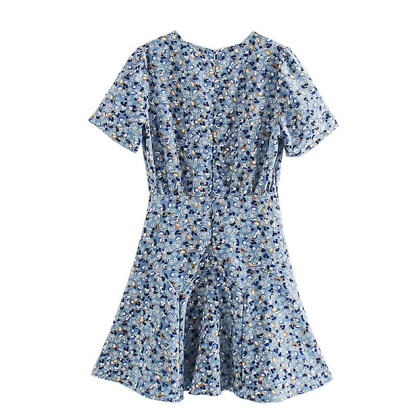Kukkakuvioinen, slim-fit, pyöreä pääntie, lyhythihainen mekko M