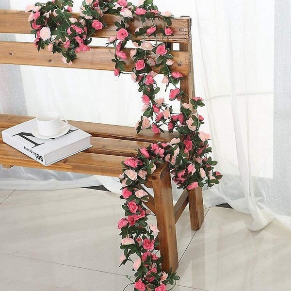 250cm Ros Konstgjorda Blommor Julgirlang För Bröllop Heminredning Trädgård Falsk Växtranka White