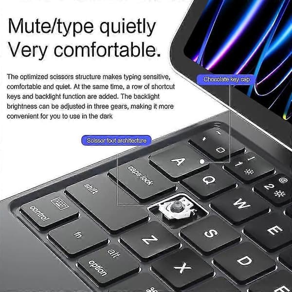 [LCS]För iPad Pro 11 (2024) Läderfodral med magnetiskt Bluetooth-tangentbord - Vit White