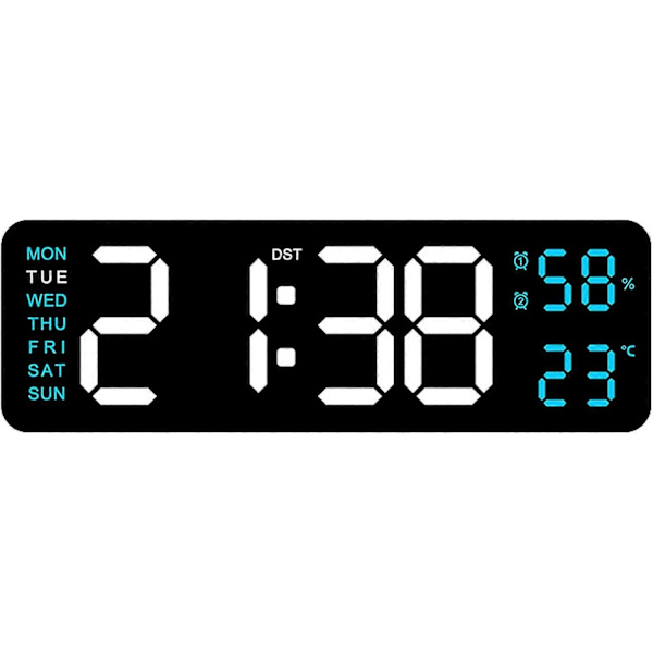 [LCS]Väggklocka, väggtimer, elektronisk klocka rektangulär LED-display datum vecka temperatur luftfuktighet väckarklocka temperatur datum och vecka display