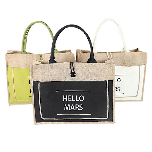 Hellow Weekend Lin Vanntett Fôr Tote Skulderveske Stor Handleveske Black