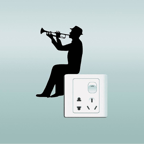Musiikki Siluetti Valokytkin Tarra Trumpetti Seinätarra