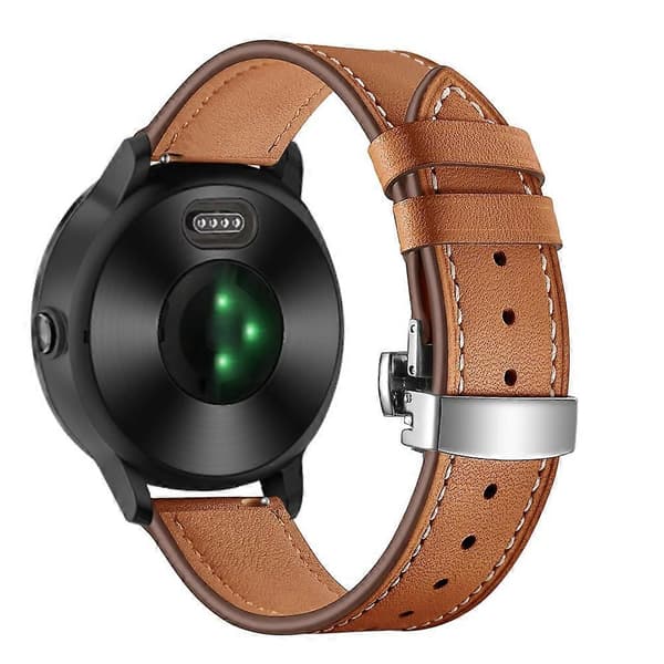 [LCS]20mm Top-layer koskind ægte læder urrem erstatning til Garmin Vivoactive 3 Vivom Multicolor Silver+Brown