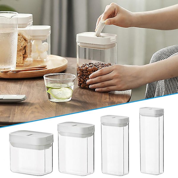 Plast Lufttät Matbehållare Förvaringsburk med Lock Spannmål Kryddburk Förseglad Mjöl 1200ml