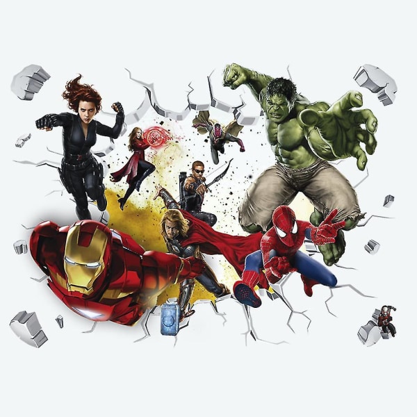 Avengers Hulk Ironman Dekorativ Tecknad Broken Wall Pvc Wall De
