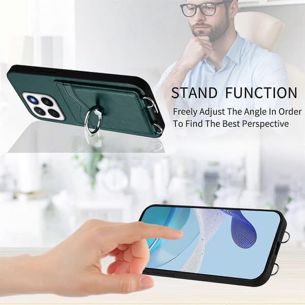 [LCS]R20 Ring Card Holder Phone Case Green For Honor X8c 4G