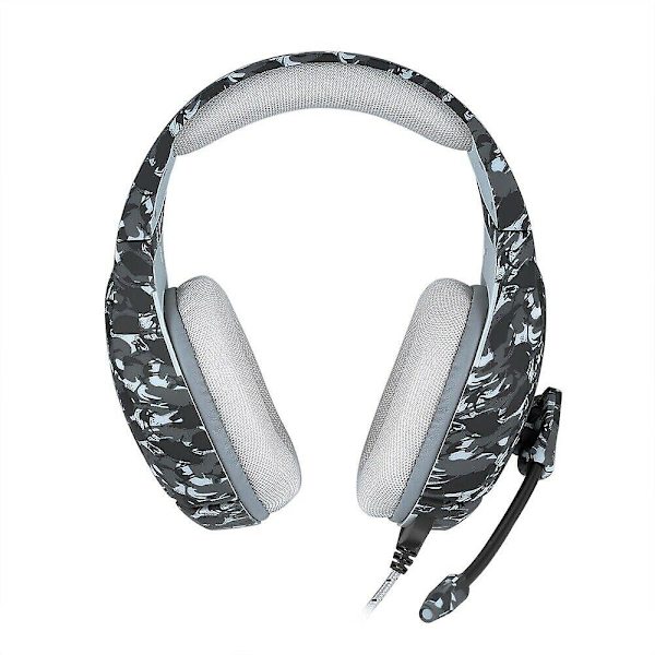 Kamouflage 3.5mm Gaming Headset Mikrofon LED Hörlurar För PC Laptop PS4 GRAY