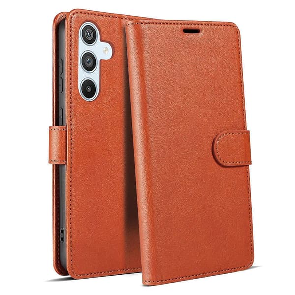Til Samsung Galaxy A36 5G Etui Magnetisk RFID-Blokerende Læder Telefonpung Cover - Sort Multicolor Brown