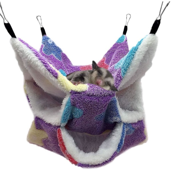 Trelagers sugar glider liten hängmatta i bur för husdjur Star-purple