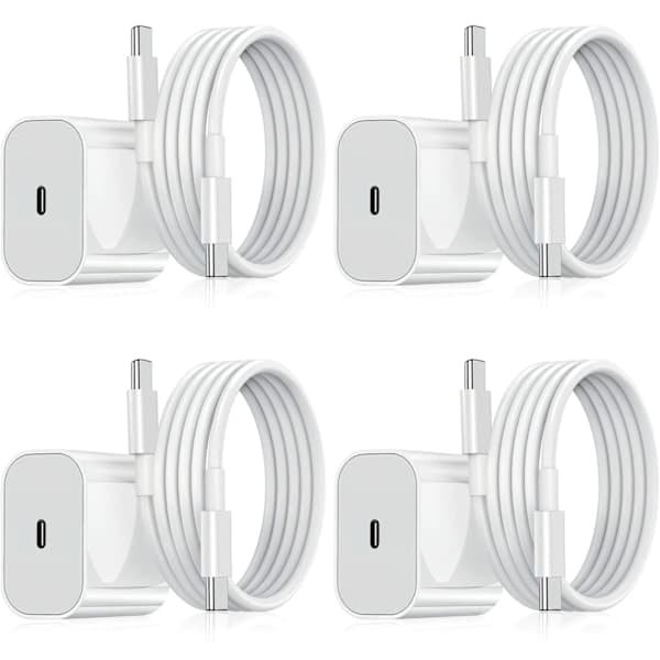 [LCS] 4-pak - iPhone-oplader - Hurtigoplader - Adapter + 2m kabel 20W USB-C Hvid 4-pak iPhone (NT) 4-pak 4-Pack USB-C