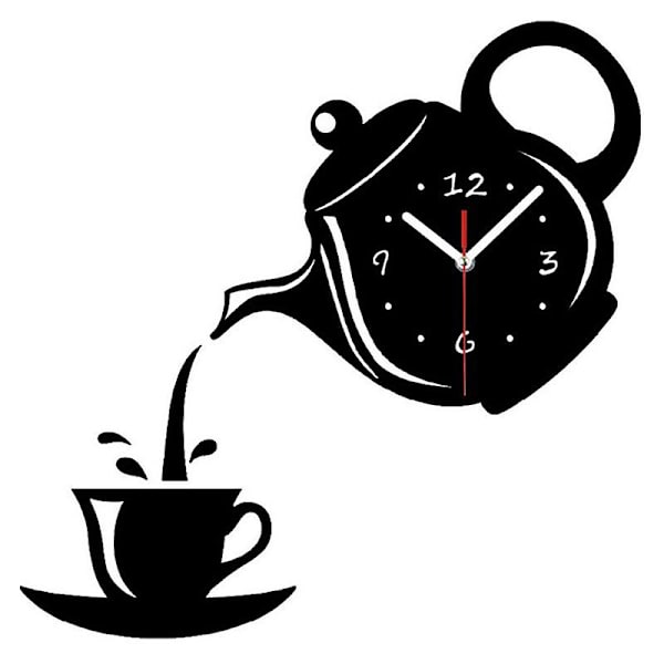 3D Væg Ur Akryl Kaffekop Tekander Perfekt Kunst Dekorere Moderne Væghængt Ur Til Hjemmet Sliver
