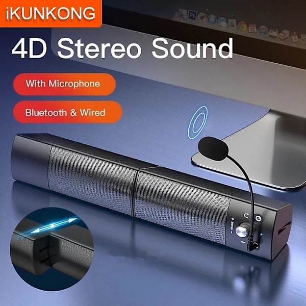 Irrotettava Bluetooth-kaiutin Computer Speakers -palkki Surround-soitin|Computer Speakers (musta)