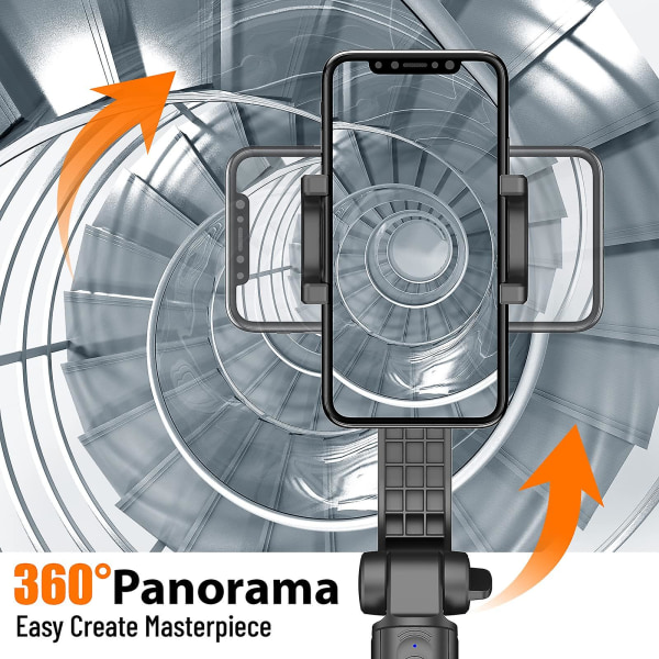 Smarttelefon PTZ Stabilisator, med utvidbar Bluetooth Selfie-stang og Stativ, 1-akse Multifunksjonell Fjernkontroll, 360 Automatisk Rotasjon, Automatisk