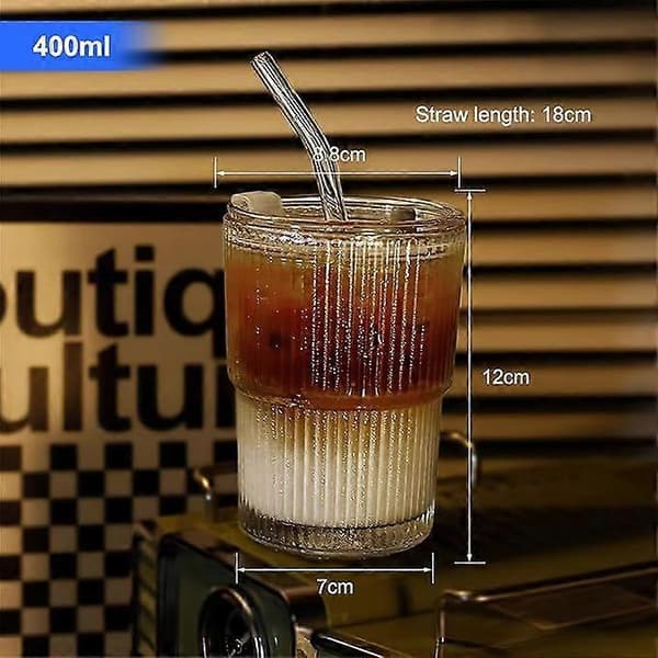 2-pack 400 ml glaskopp med lock och sugrör, smoothiekopp i glas med sugrör, förseglad vattentät design kaffekopp resemugg, iskaffekopp, drickkopp