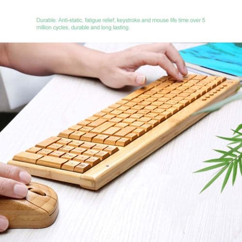 [LCS] 2.4G Trådløst Bambus PC Tastatur og Mus Combo Computer Nøgle