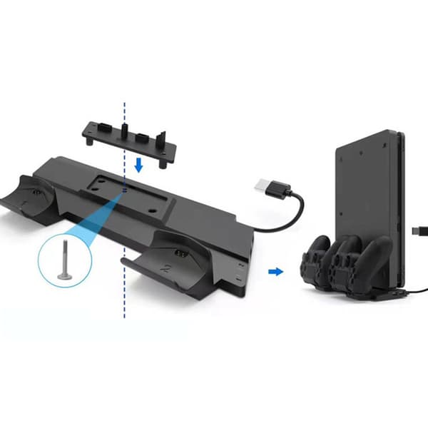 [LCS] Universal Host Multifunksjonell Base Trådløs Håndkontroll Dobbel Lader for PS4 SLIM PRO