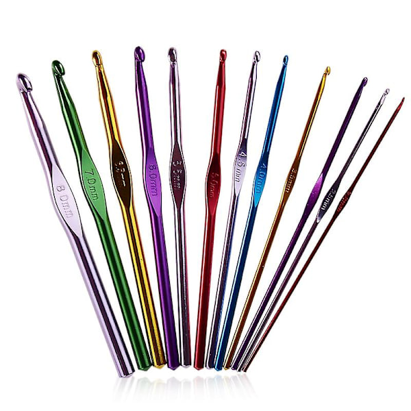12 kpl Metallikahvaiset virkkuukoukut neulesetti alumiini bambu (2mm-8mm) monivärinen