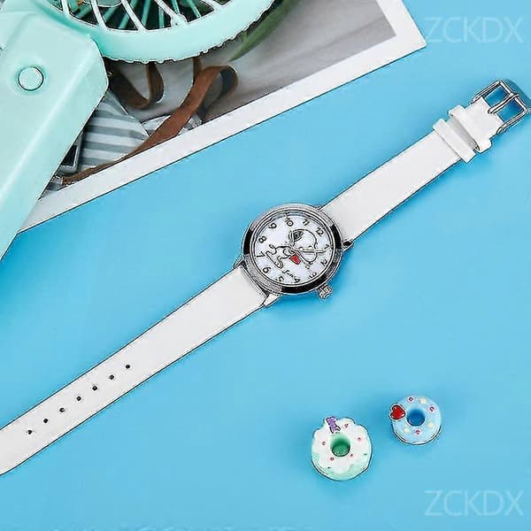 [LCS]Snoopy Børne Tegnefilm Quartz Ur Mode Animation Drenge Piger Lysende Armbåndsur Pu Læderrem Søde Børneur Gave Tw Snoopy-White