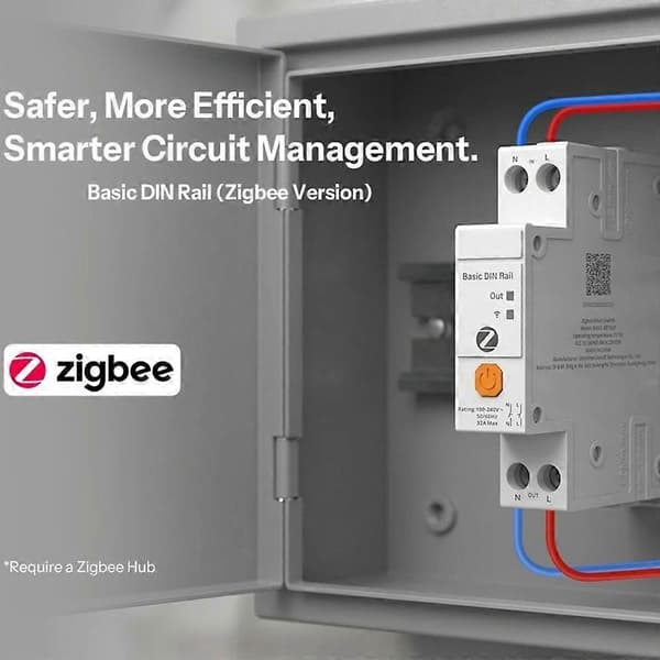 BASIC-ZB1GSP Basic DIN-skena Zigbee Smart Switch 32A Högeffekts dubbelpolig omkoppling Energispårning Överbelastningsskydd