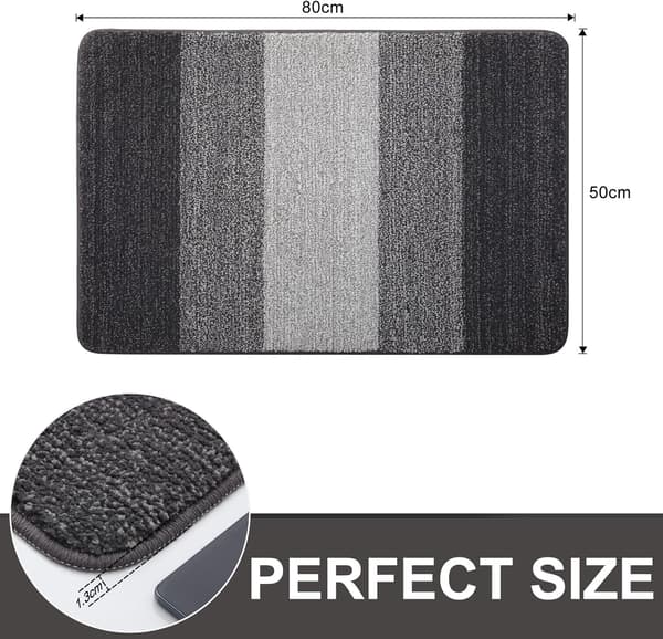 [LCS] Dørmåtter Indendørs, Maskinvaskbare Bløde Dørmåtter, Smudsfangende Dørmåtte, Superabsorberende Entrémåtte (50 X 80 cm, Grå) Grey