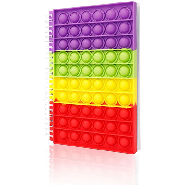 Pop bubble fidget anteckningsbok, popper anteckningsbok för flickor pojkar Rainbow-red