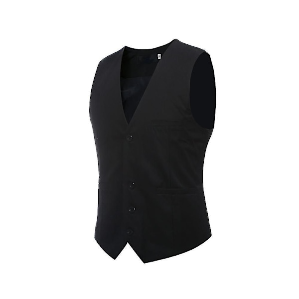 Miesten V-aukkoinen Pukuliivi Puuvillaa Slim Fit Neljän vuodenajan Liivi Musta XL Black
