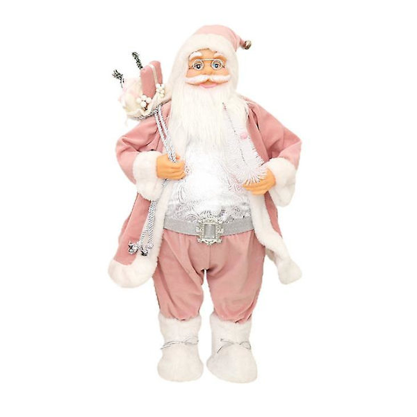 Vaaleanpunainen Joulupukki Joulukuusenkoriste Retro Vintage Tyyli Sisustus 30cm