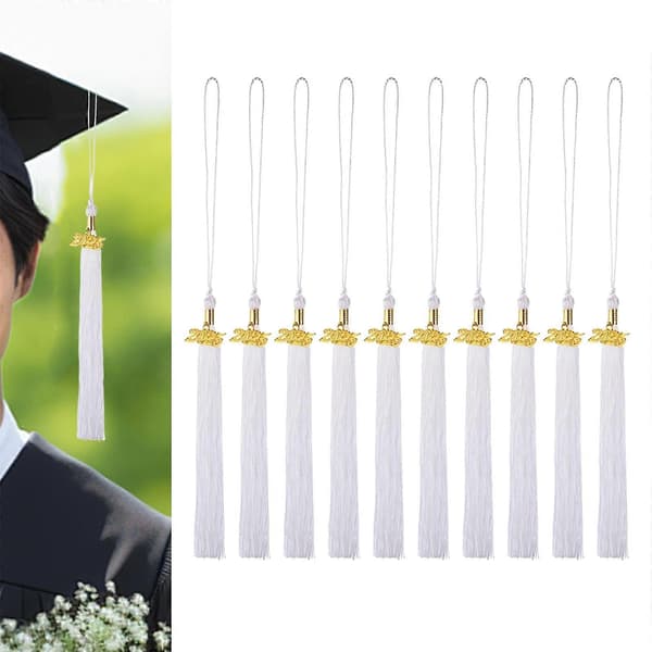 10x Graduationskvaster 2025 DIY Håndværk til Skolegaveindretning med 2025 Års Charm white