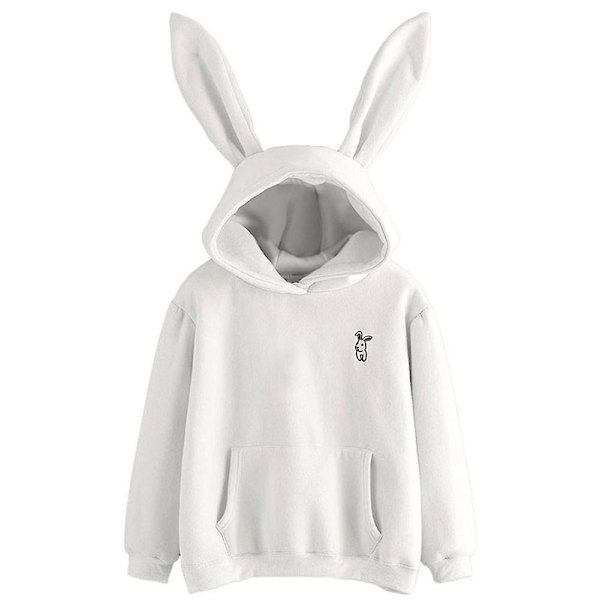 Sød Kanin Hættetrøje Dame Hættetrøje Kaninøre Pige Langærmet Hættetrøje Sweatshirt Hættefrakke Pink M