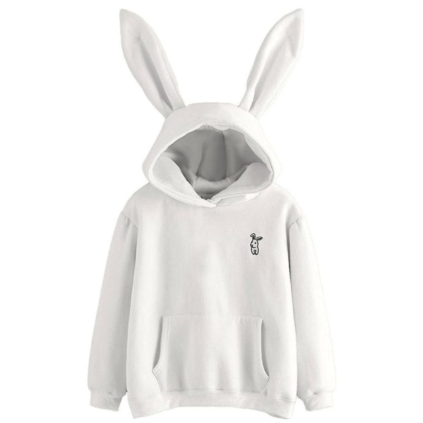 Söt Bunny Hoodie Dam Hoody Rabbit Ear Girl Långärmad Hoodie Sweatshirt Huvkappa Blue M