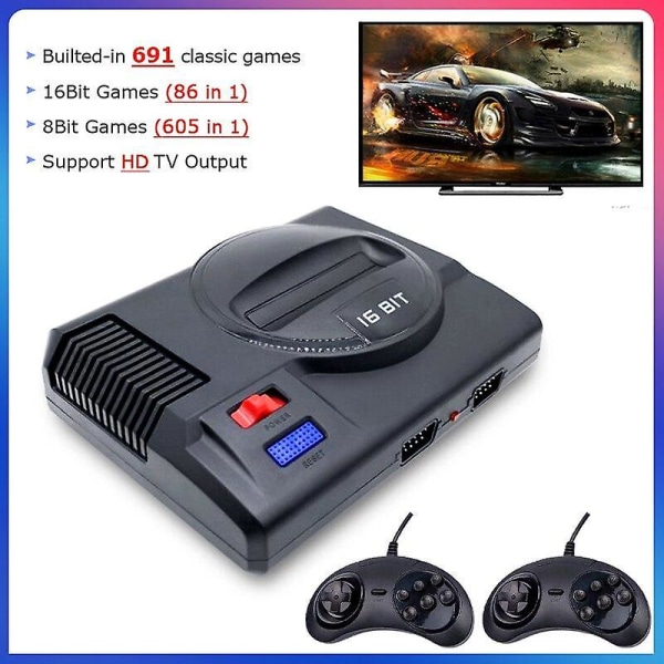 HD Mini Retro 4K videospelskonsol Byggd 691 spel 16-bitars klassiska Sega TV-spelkonsol