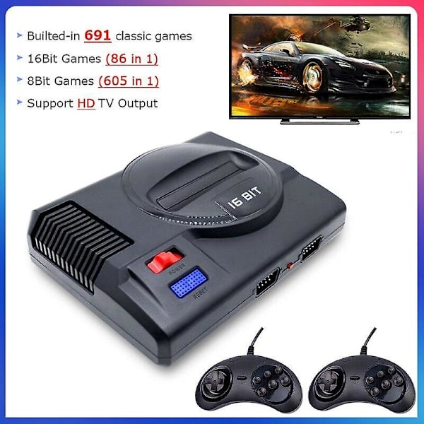 HD Mini Retro 4K Videospilkonsol Indbygget 691 Spil 16Bit Klassisk Sega TV Spilkonsol