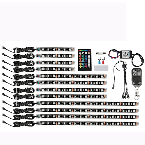 12 stk. RGB Bluetooth Motorsykkel LED Lys Neonstripe App Kontrollsett