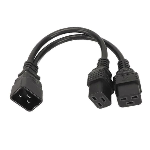Dobbelt IEC320 C19 til C20 Y-splitter strømkabel til bordlampe og LCD-skærm 12,6 tommer