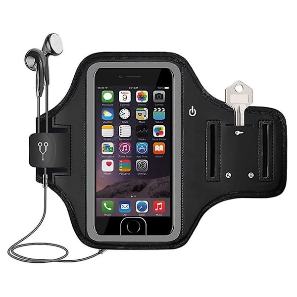 Mobiltelefon Armband Löpararmband Telefonhållare För Iphone 12/11/8/7/6 Serien Samsung Galaxy Black 6.8 Inch