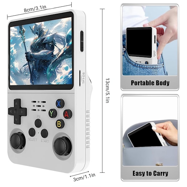 [LCS]R36S Retro Handheld Game Console with 3.5-inch IPS Screen, 64GB TF Card Pre-installed with 10,000+ Games, Open Source Linux System, Blue Blue