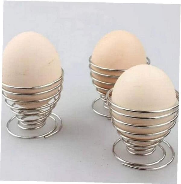 [LCS] 6 Pcs Stainless Steel Spiral Spring Egg Cups for Breakfast, Hard Boiled Eggs, Grill/Egg Stand