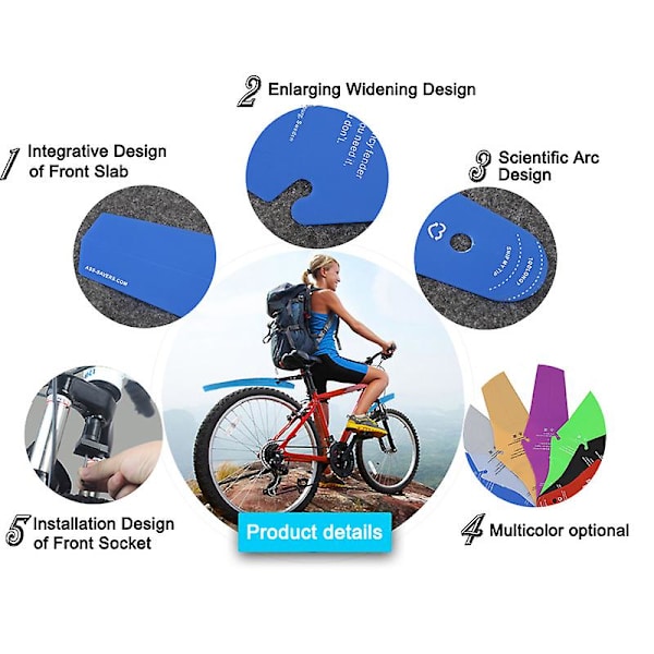 3 stk Sykkel Ass Saver Sykkel Bakskjermer Mudguard Mud Guard Vei Mtb