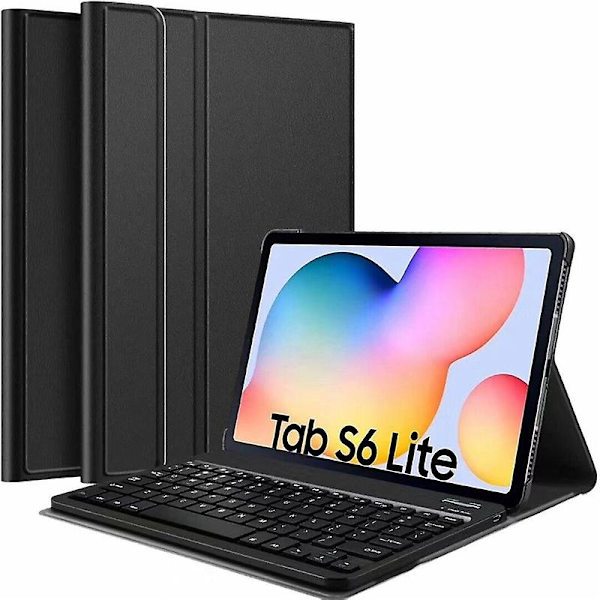Bluetooth-tangentbordsfodral kompatibelt med Samsung Galaxy Tab S6 Lite 10.4\" 2020 (sm-p610/sm-p615) med bakgrundsbelysning Black