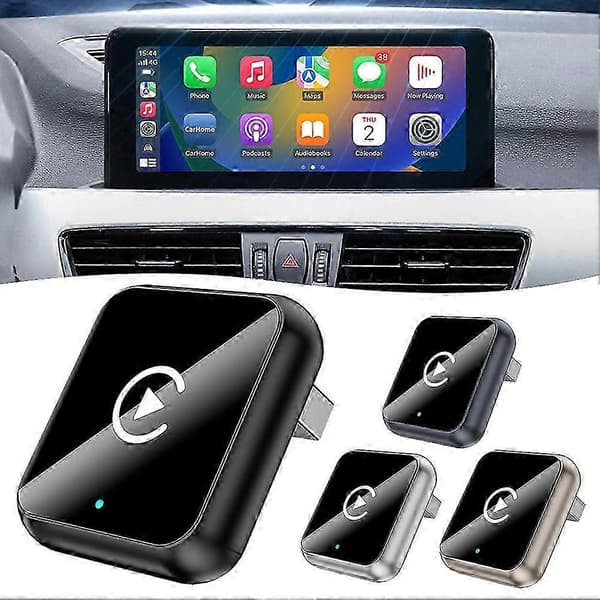 [LCS]2025 Opgraderet Trådløs CarPlay Adapter til Android, Mini USB Dongle AI Box, Konverter Kablet til Trådløs Bilforbindelse Silver