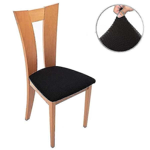 Set med 6 stolsöverdrag för matsal och köksstolar Black