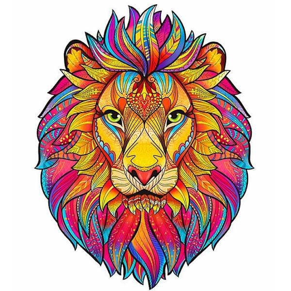 Unik Form Træpuslespil Jigsaw DIY Hjernetræning Pædagogisk Legetøj Lion King A5