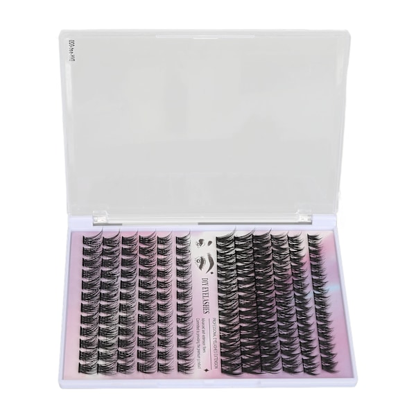 126 Klaser DIY Vippeforlængelsessæt D Curl Fluffy Individuelle Vippeforlængelsessæt med 3 ml Vippelim, Dobbeltendet Pincet med Sort Do