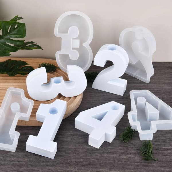 [LCS] Nummer Lysestake Silikonform 3D Lysholder Bokstav Nummer Form DIY Epoxyharpiks Gips Håndverk Støpeform Hjemmedekorasjon