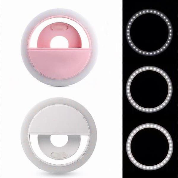 [LCS] Mobiltelefon Fyldlys Ringlys LED Ringlys til Selfie Live USB Genopladeligt Ring Fyldlys white