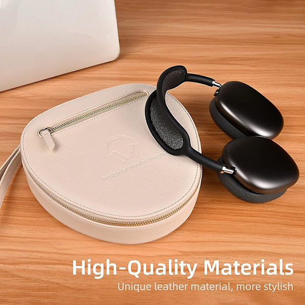 Airpods Max Opbevaringsetui, PU Læder Etui Kompatibelt med Airpods Max Trådløse Hovedtelefoner Beige