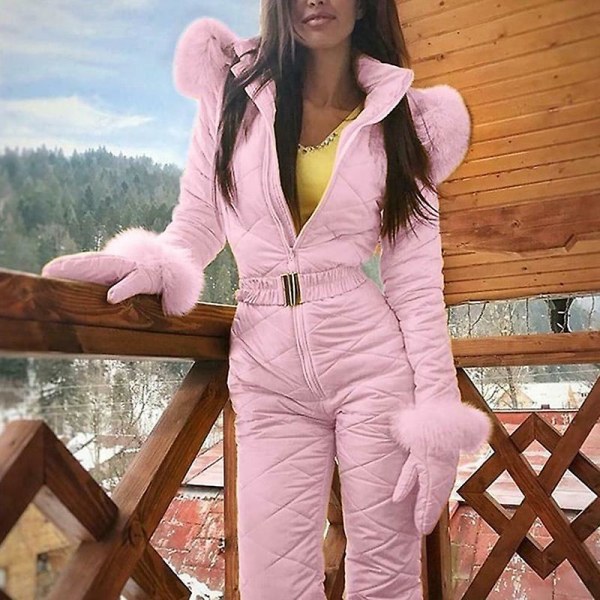 Dam Vinter Varm snödräkt Utomhussport Byxor Skiddräkt Vattentät Jumpsuit 2XL