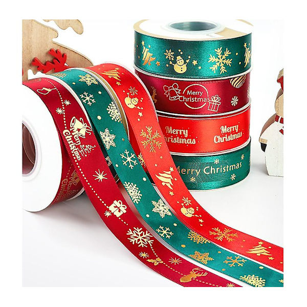 Joulu Nauha 2,5 cm x 22 m Joulukuusen Nauhat Lahjapaketointiin green