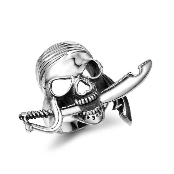 Pirate Skull Ring Personlighet Rostfritt stål Smycken Trend Män' Silver 11